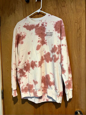 Summer Fridays Pink and Cream Tie-Dye Sweatshirt Medium